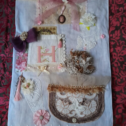 Organisateur mural poche trésors décor de fée dentelle shabby pacotille romantic ooak-rangement cadre suspendu boudoir fait main-noél