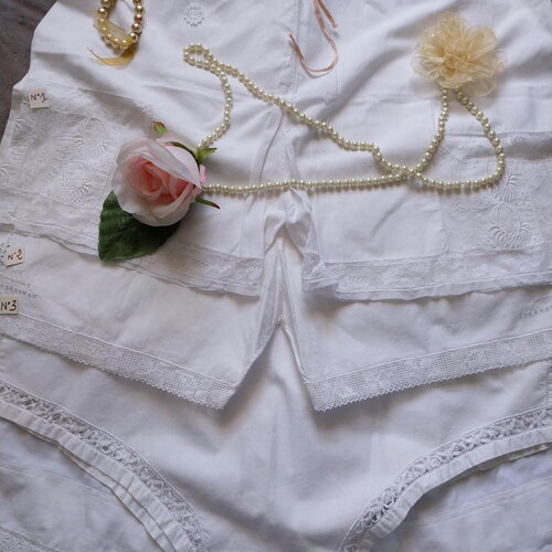 Culotte bloomer edouardien femme années1900-slip culotte victorien brodé main culotte vintage-romantic-sous-vétement lingerie rare fait main