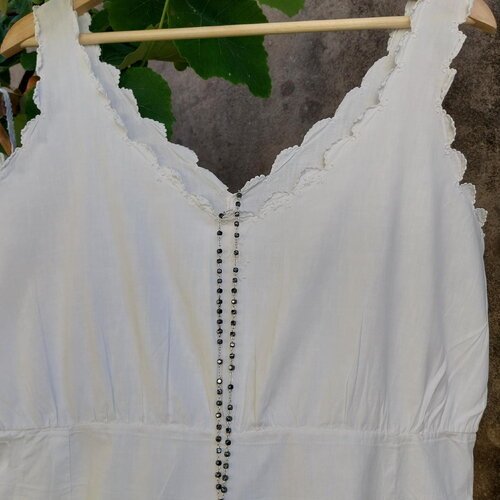 Chemise nuit brodée victorienne année 30-nuisette décor boudoir campagne-robe jardin-lingerie sous vêtement-cadeau féminin romantic