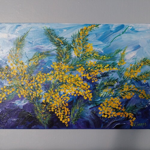 Tableau branches de mimosas