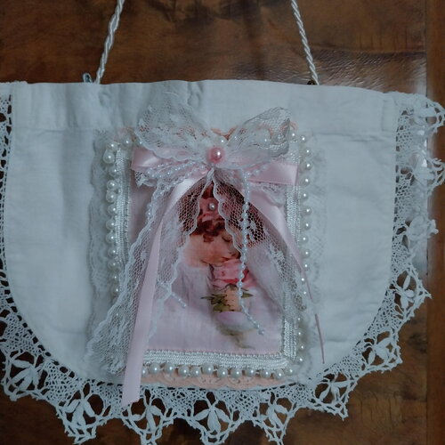 Pochette linge ancien mariage shabby