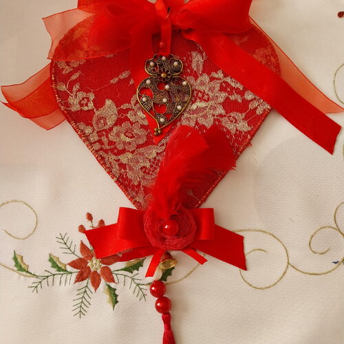 Décor coeur dentelle shabby