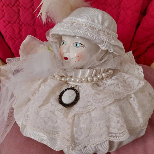 Poupée coussin buste vintage shabby fait main