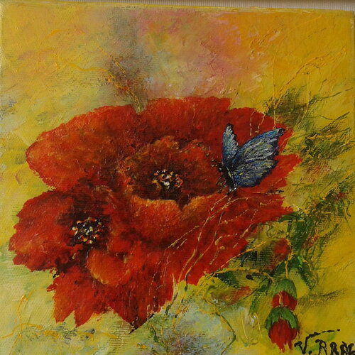 Peinture coquelicots rouge fleurs des champs