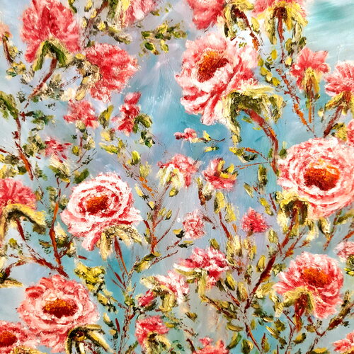 Tableau roses du jardin d eden