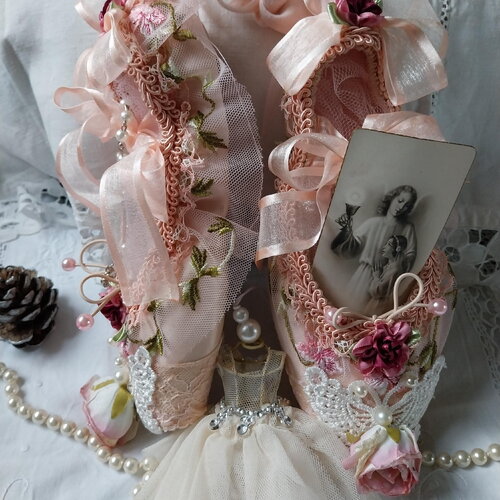 Chaussons ballet shabby embelli fait main