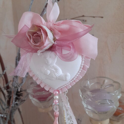 Décor ourson plâtre shabby