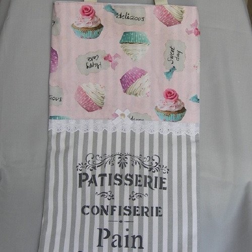 Sac à pain en coton les cupcakes toile à matelas avec inscription peinte main