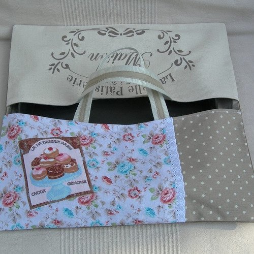 Sac à tarte en coton chic et élégant avec inscriptions en peinture réf st18/07