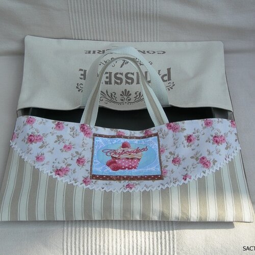 Sac à tarte en coton chic et élégant avec inscriptions en peinture réf st18/09