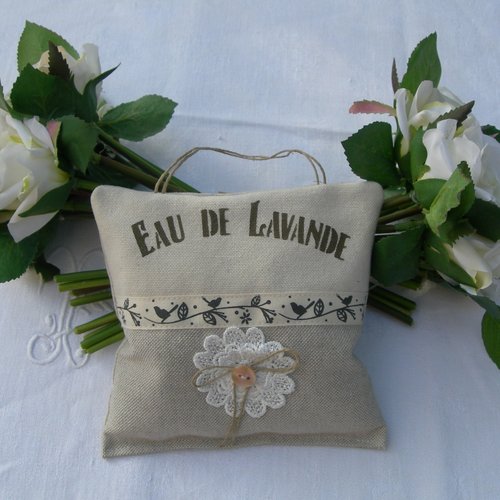 Coussin de porte lavande de provence peint  main