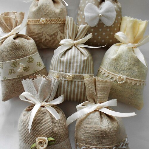 Pochon à garnir - collection cocooning - lin et coton dans les tons beige/lin