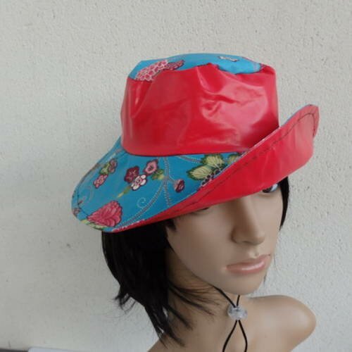 Chapeau de pluie en toile cirée avec lien, chapeau de pluie femme, capeline imperméable