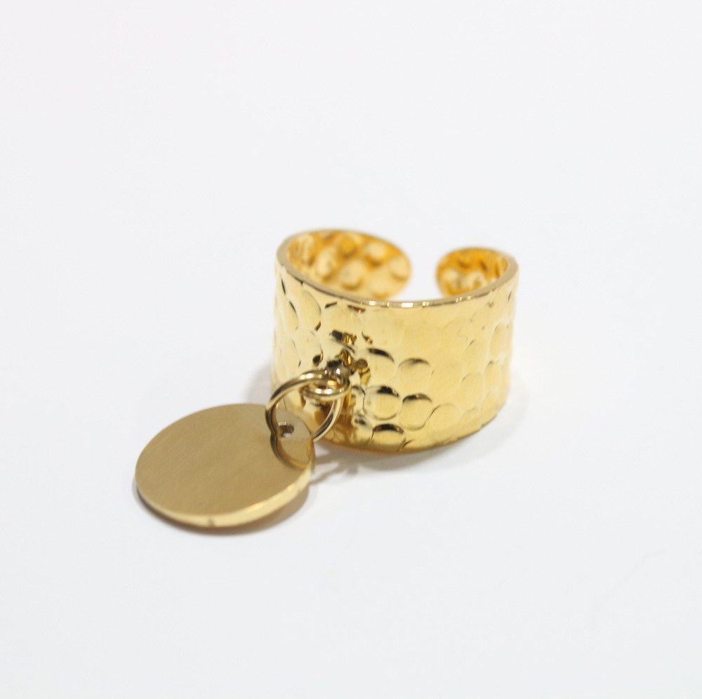 Bague femme avec coeur plaqué or martelée | D'Or et d'Argent