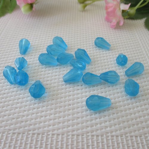 Bleu ciel et bleu royal Goutte à Facettes Perles De Verre 15 mm