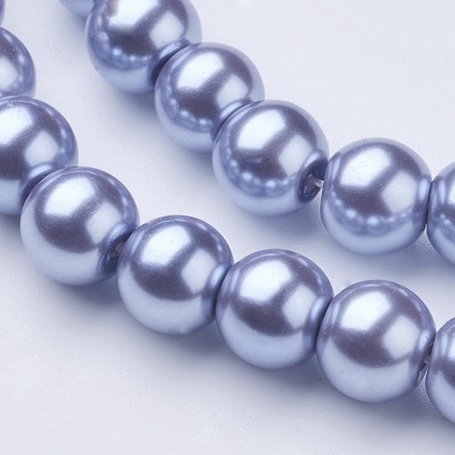 Perles en verre nacré 8 mm bleu gris x 20