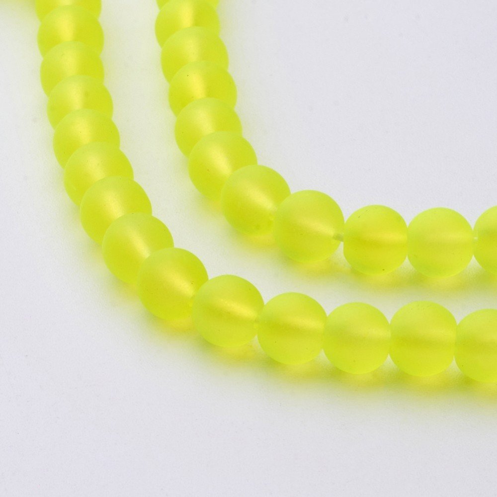 100 pièce jaune 6 mm mat perles de verre verre Perles Beads Givré Verre Givré 1956