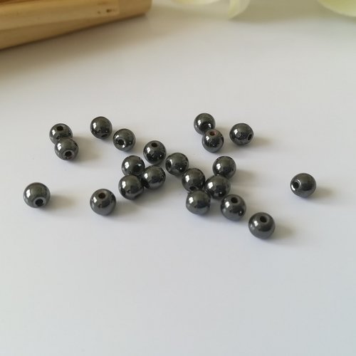 Perles hématite 4 mm gris anthracite x 25