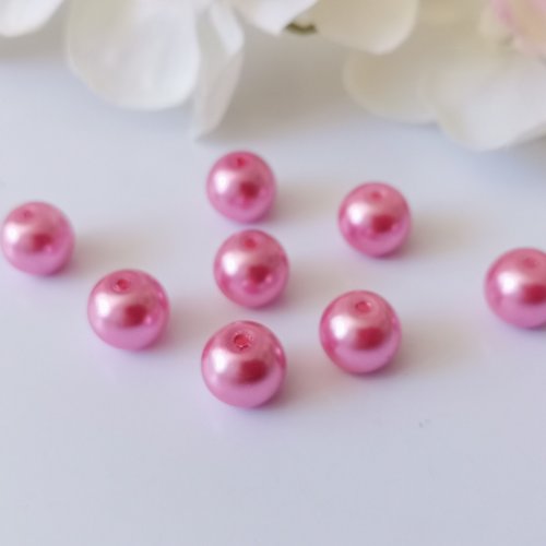 Perles en verre nacré 10 mm rose x 10