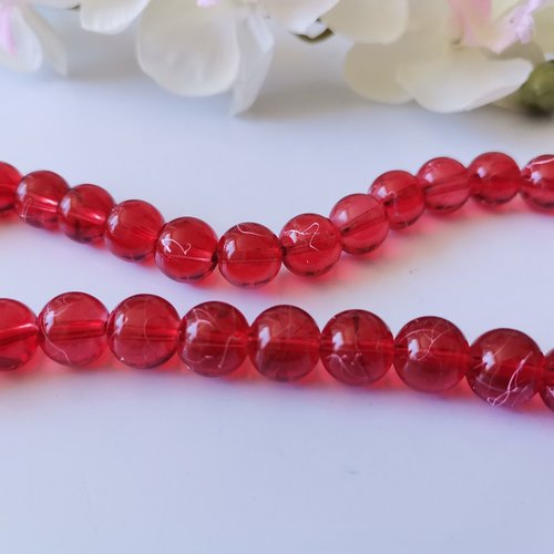 Perles en verre tréfilé 10 mm rouge x 10
