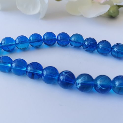 Perles en verre tréfilé 10 mm bleu marine x 10