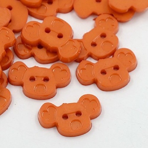 Boutons acryliques tête de souris orange x 10
