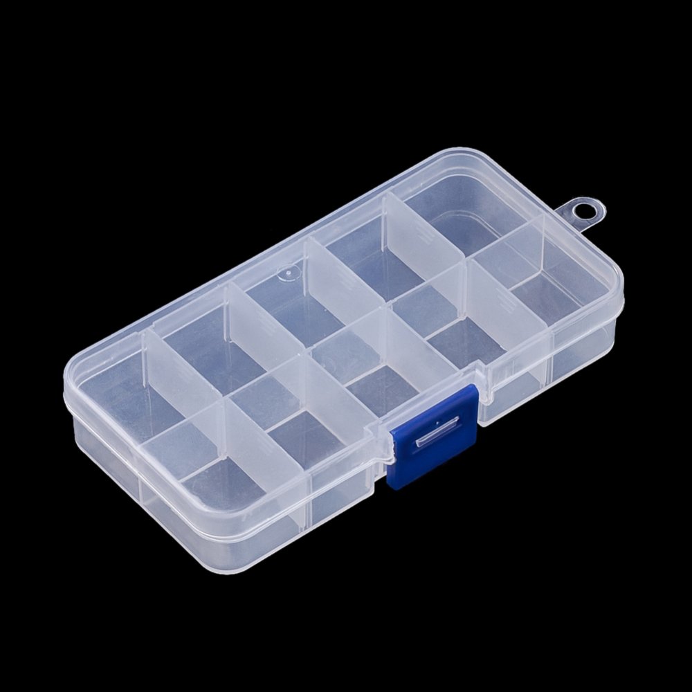 1 boite à rangement de perle 10 cases 17,5x9x3 cm, plexiglass transparent  - boite de rangement - Miracles Merceries