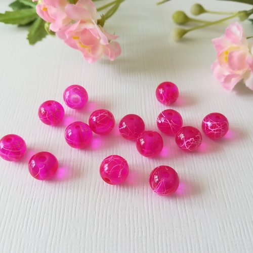 Perles en verre 8 mm fuchsia tréfilé rose x 50
