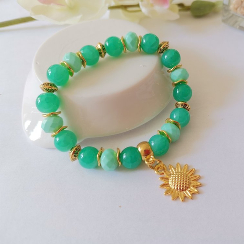 Kit bracelet fil élastique et perles en verre vertes