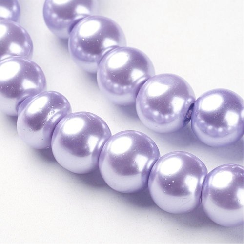 Perles en verre nacré 8 mm lilas x 20