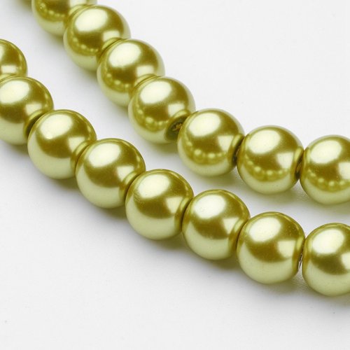 Perles en verre nacré 8 mm vert anis x 50