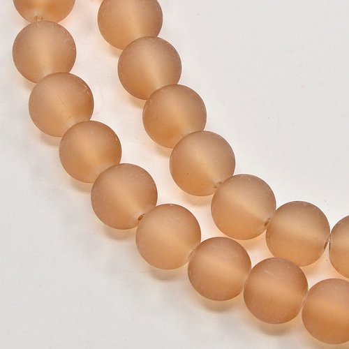 Perles en verre givré 6 mm marron clair x 25