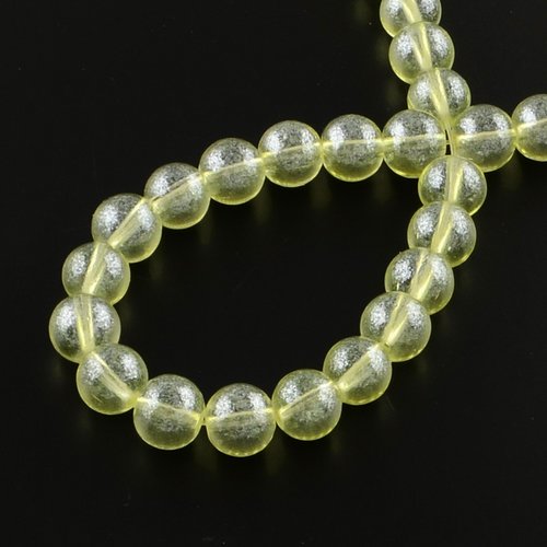 Perles en verre 8 mm vert  jaune brillant x 20