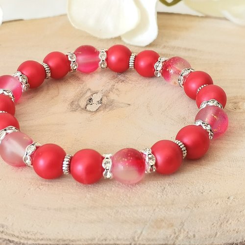 Kit bracelet perles en verre rouge