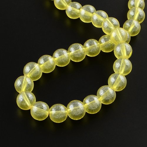 Perles en verre 8 mm jaune brillant x 20
