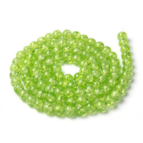 Perles en verre craquelé 10 mm vert clair x 10