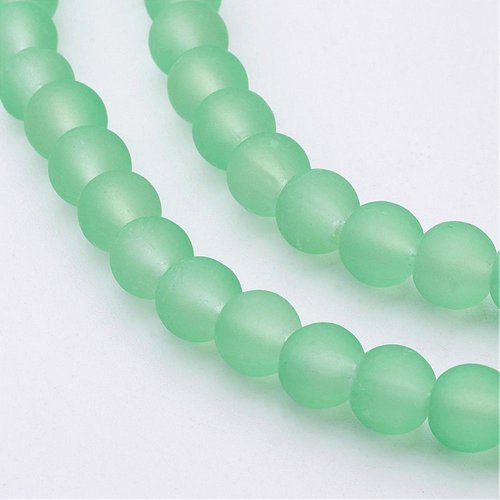 Perles en verre dépoli 8 mm vert pale x 20