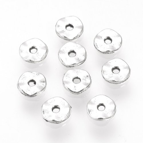 Perles intercalaire argenté ondulées 5 mm x 20