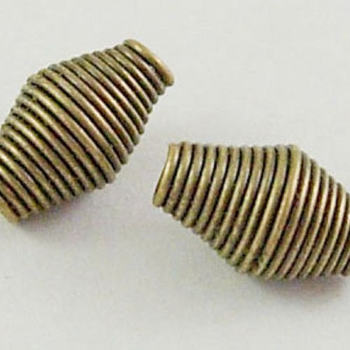 Perles métal ovale forme ressort 9 x 6 mm bronze x 20