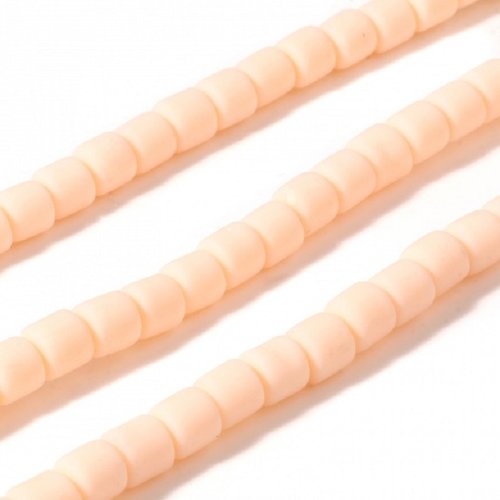 Perles pâte polymère tube 7 x 6 mm pêche x 21