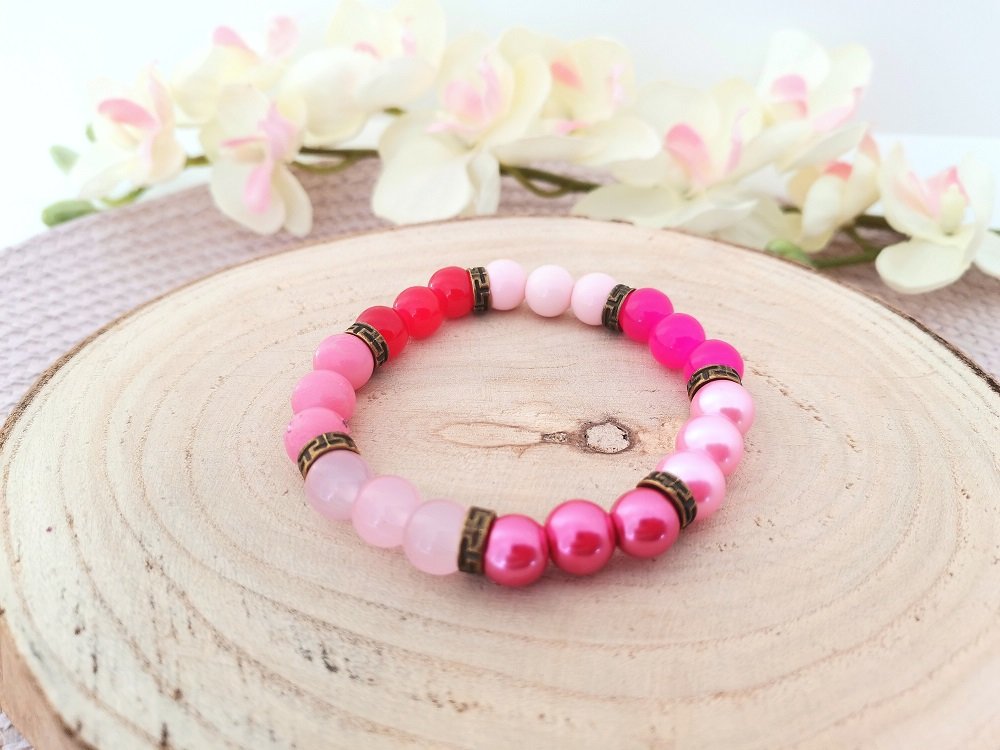 Kit bracelet fil élastique perles en verre fuchsia et violette - Un grand  marché