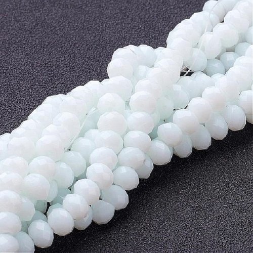 Perles en verre à facette 6 x 4 mm blanche x 25