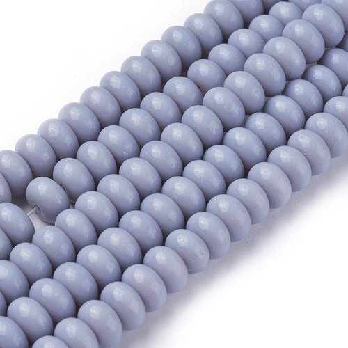 Perles en verre rondelle 8 mm bleu gris x 20