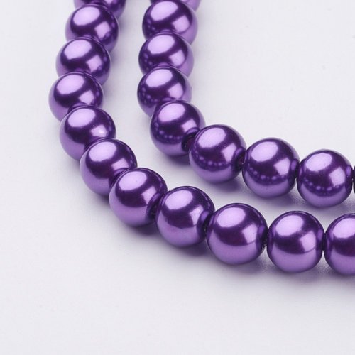 Perles en verre nacré 8 mm violet x 20