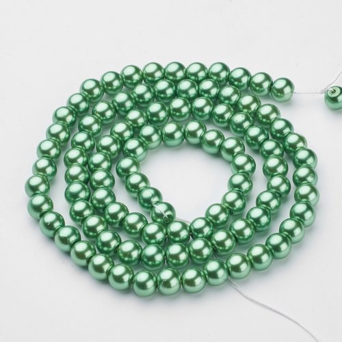 Perles en verre nacré 8 mm vert x 50