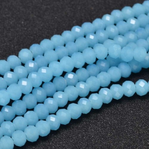Perles en verre à facette 6 x 4 mm bleu ciel x 25