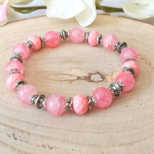 Kit bracelet perles en verre rose