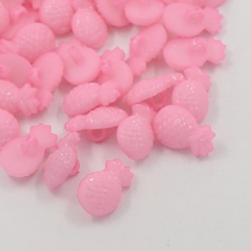 Boutons acrylique ananas rose x 10