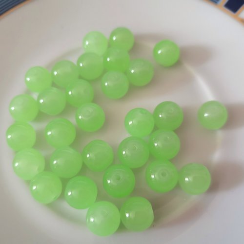 Perles en verre imitation jade 10 mm vert clair x 10