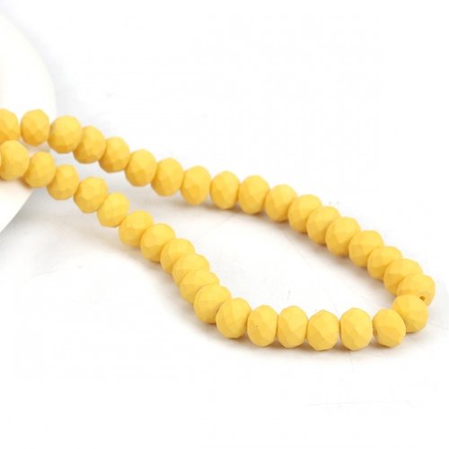 Perles en verre à facette 8 x 6 mm jaune moutarde opaque x 20